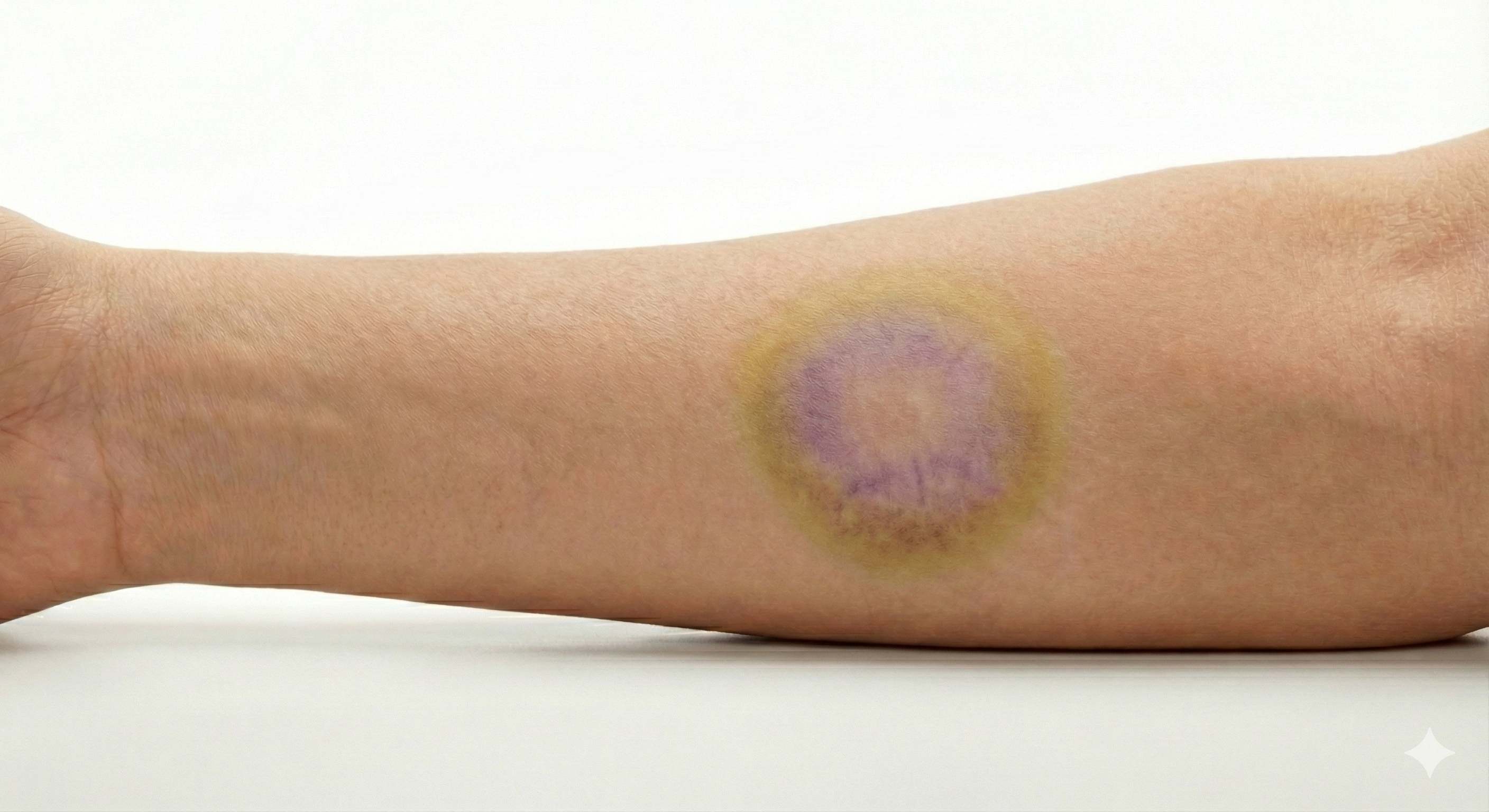 Bruise after 48 hours of Unmark treatment - much lighter with yellow edges